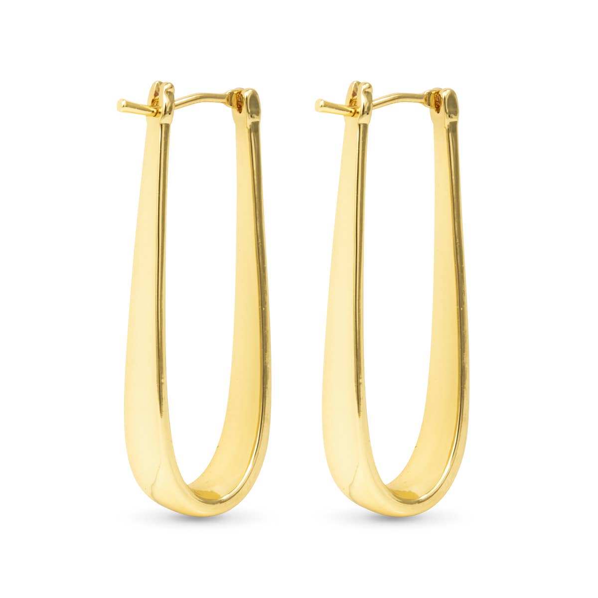 Lilly Polished Elongated Hoop - Gold - AMANDA BLU