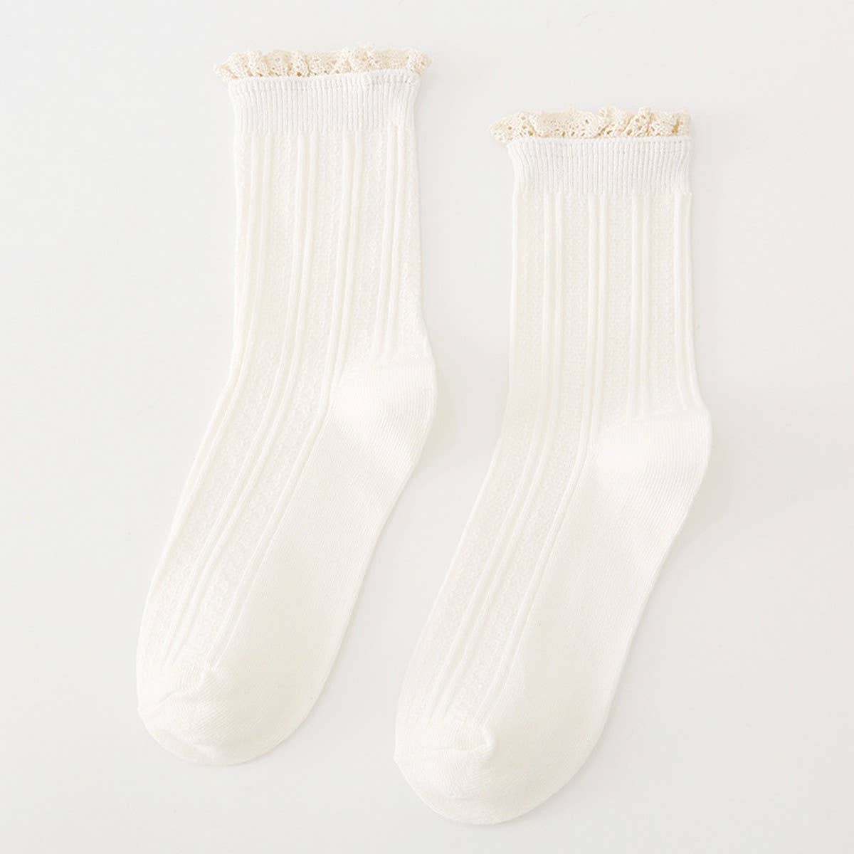 CWMS0980-White-OS AUTUMN AND WINTER COLLEGE STYLE MID-TUBE SOCKS