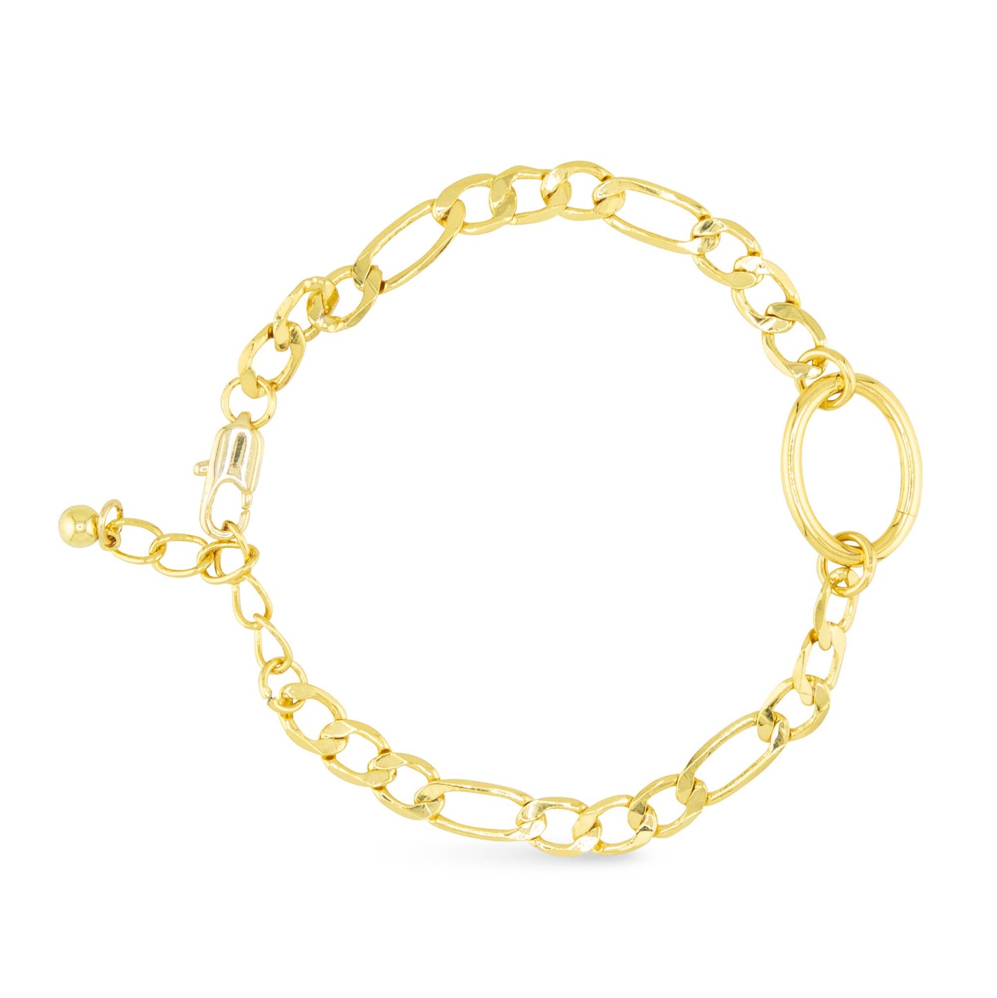 'Add A Charm' Bracelet | Blu Charm Collection: Yellow Gold / Figaro