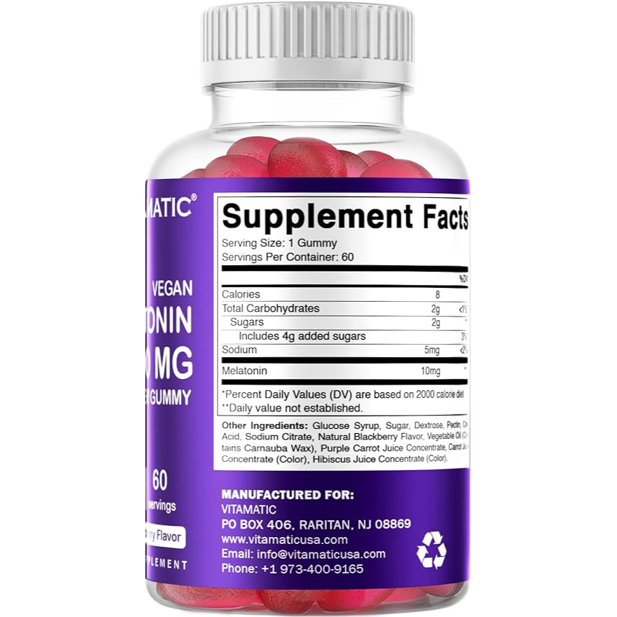 Vitamatic Melatonin 10mg | 60 Vegan Gummies