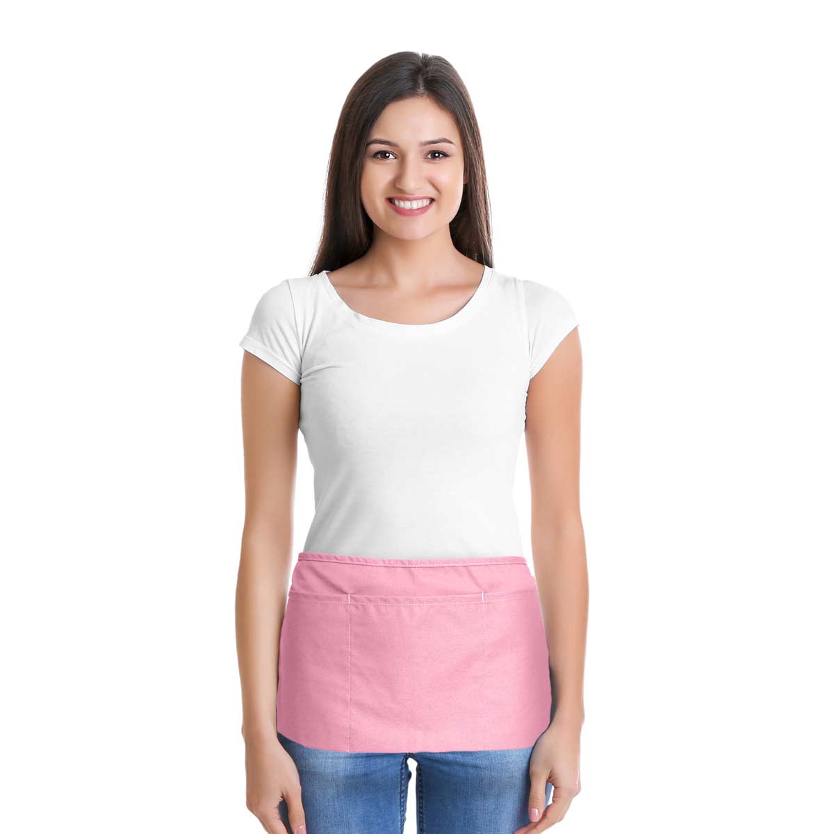 DALIX Waist Aprons Kitchen Bib Poly Cotton 3 Pockets: Black