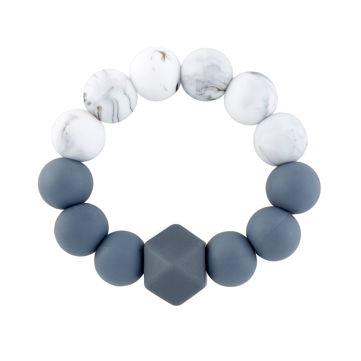 Natural Wood & BPA-Free Silicone Teething Rattle: Marble & Sage