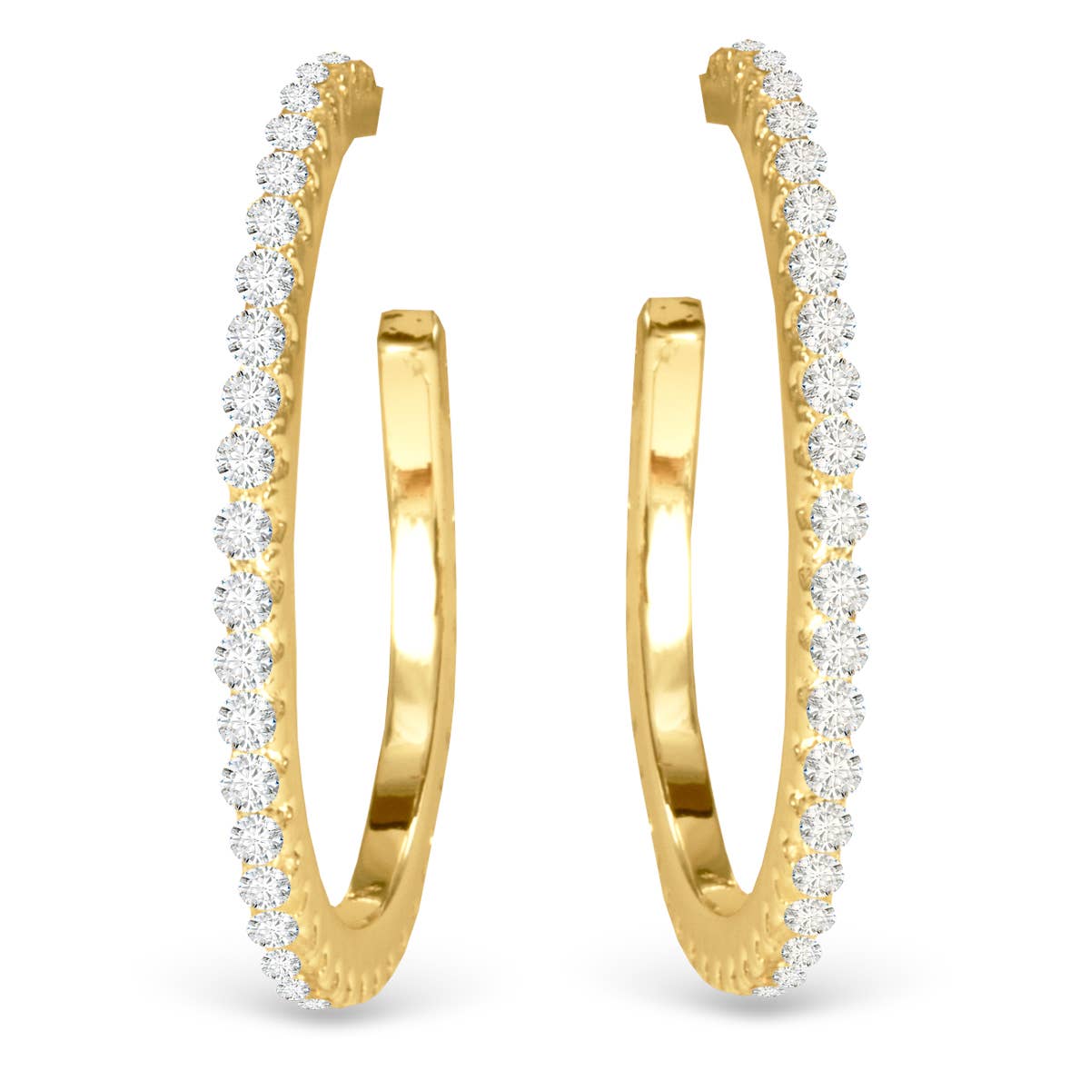 Micro-CZ Hoop Earrings - Gold - AMANDA BLU