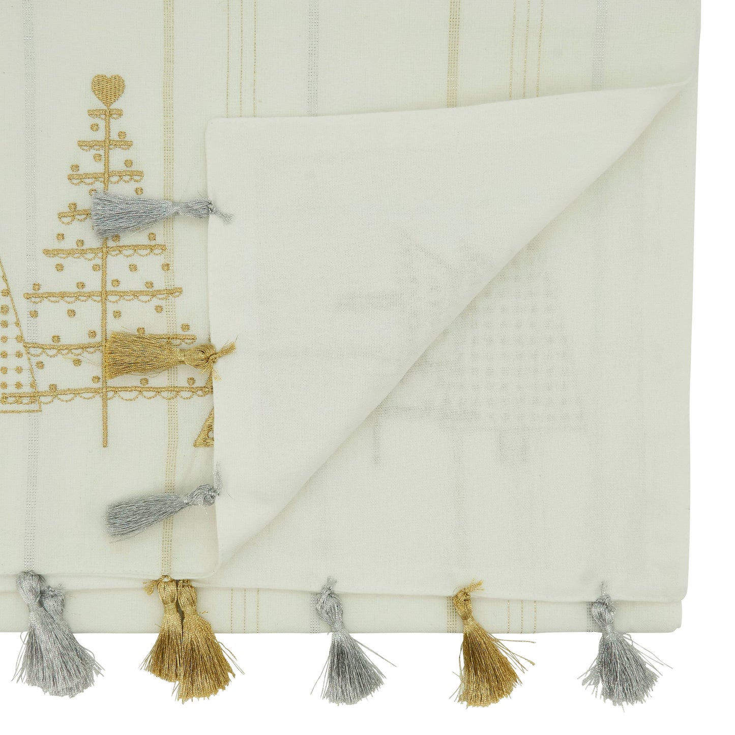 Christmas Trees Runner - Gold and Silver Tassels: Gold / 16"x72"