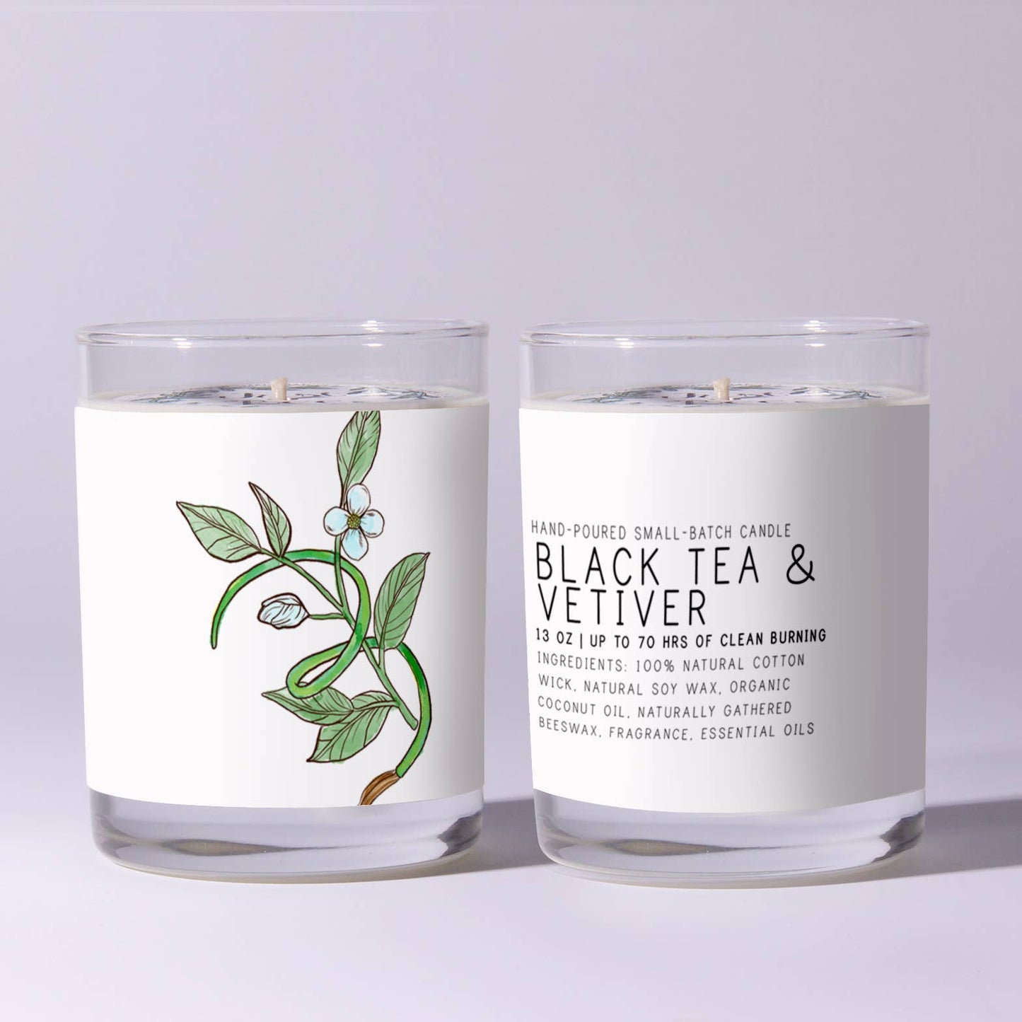 Black Tea Vetiver - Just Bee Candles: 7 oz (up to 40 hrs of clean burning)