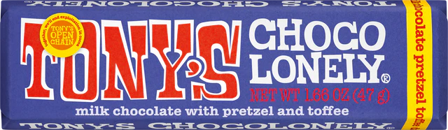 TONY'S dark milk pretzel toffee chocolate 42%, 1.67oz, 1 bar