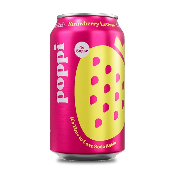 Poppi Strawberry Lemonade Prebiotic Soda, (12 Fl Oz Can)