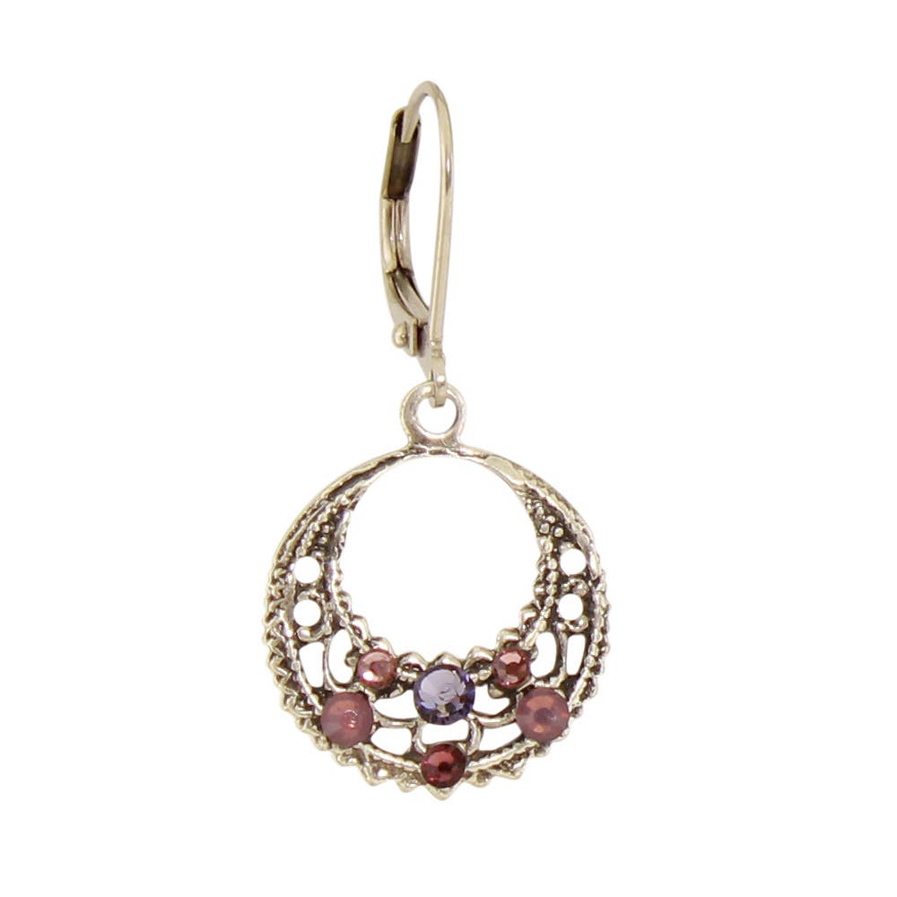 Filigree Crystal Hoop Earring: B