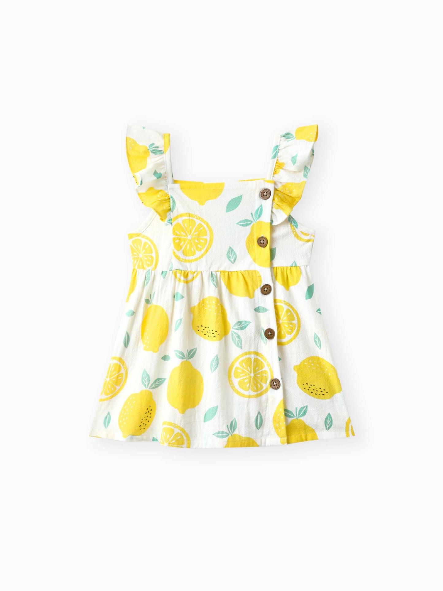 1pc Baby Girl Plaid&Lemon&Fruit Sweet Dress: Yellow / 9-12 Months
