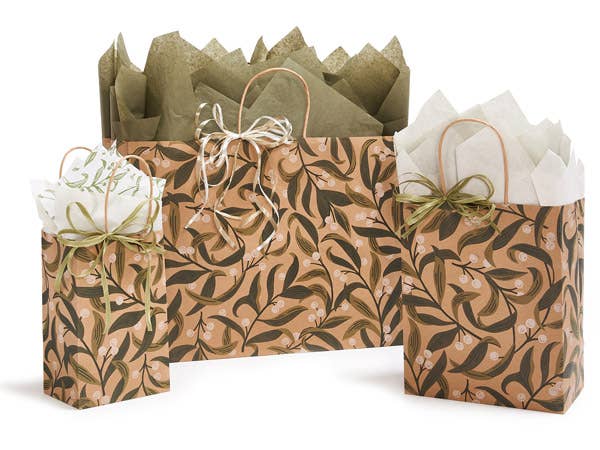 White Berries Paper Gift Bags: 25 Pack / Rose 5.25x3.50x8.25"