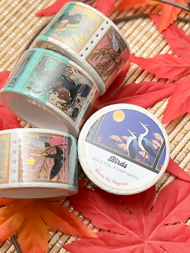 Gold Foil Bird Stamp Washi Tape