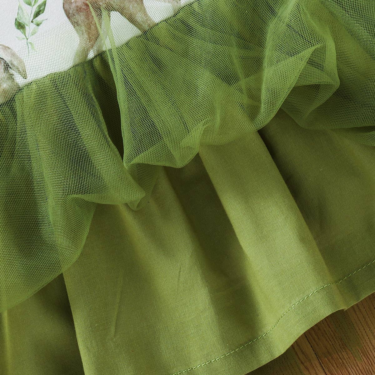 2pcs Baby All Over Long sleeve Splicing Mesh Dress Set: 12-18 Months / Pale Green