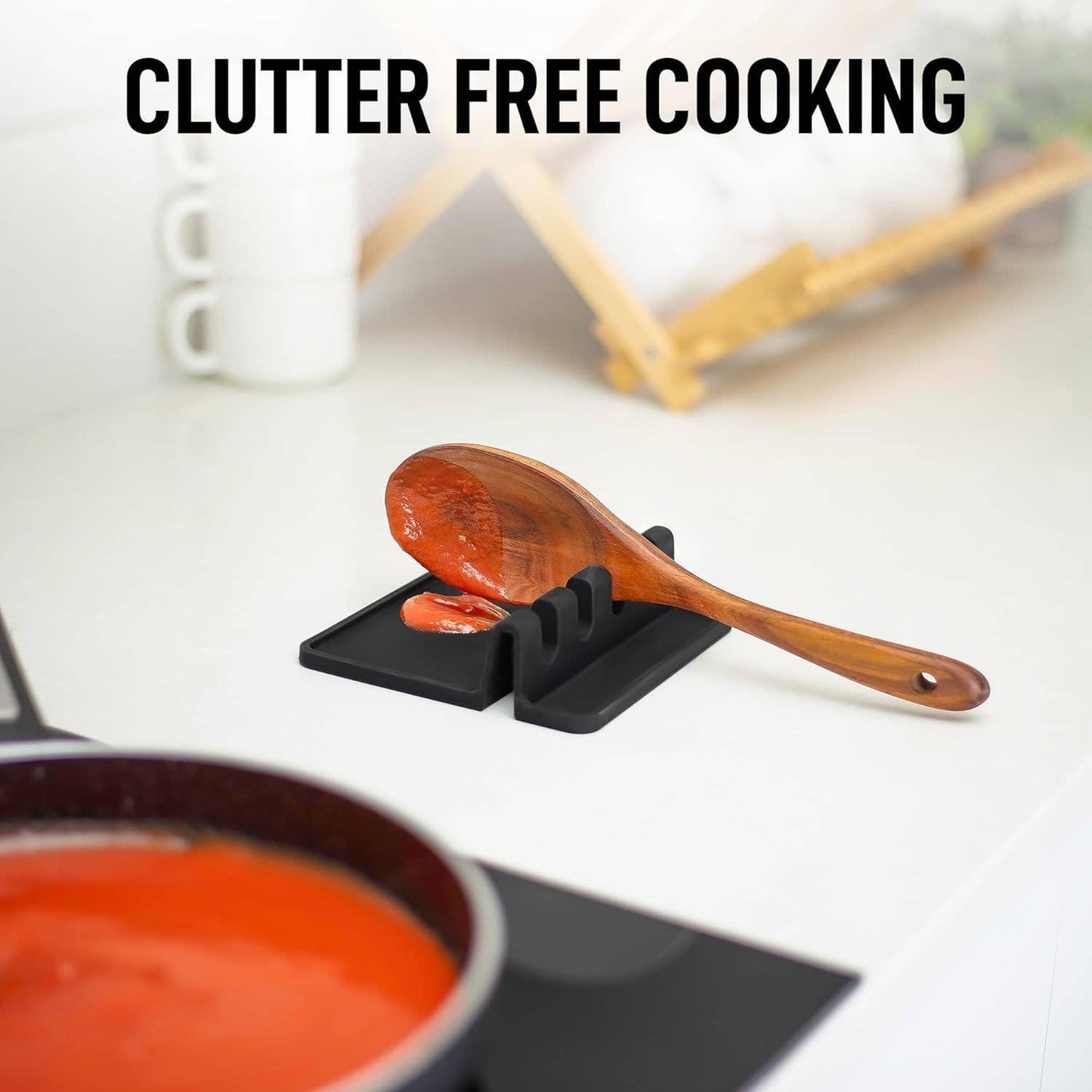 Silicone Utensil Rest with Drip Pad for Multiple Utensils: Chive Blossom