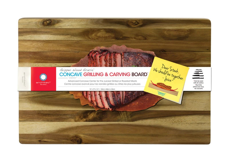 Gripperwood 19 In. L X 13 In. W X 1.5 In. Acacia Wood Concave Carving Board