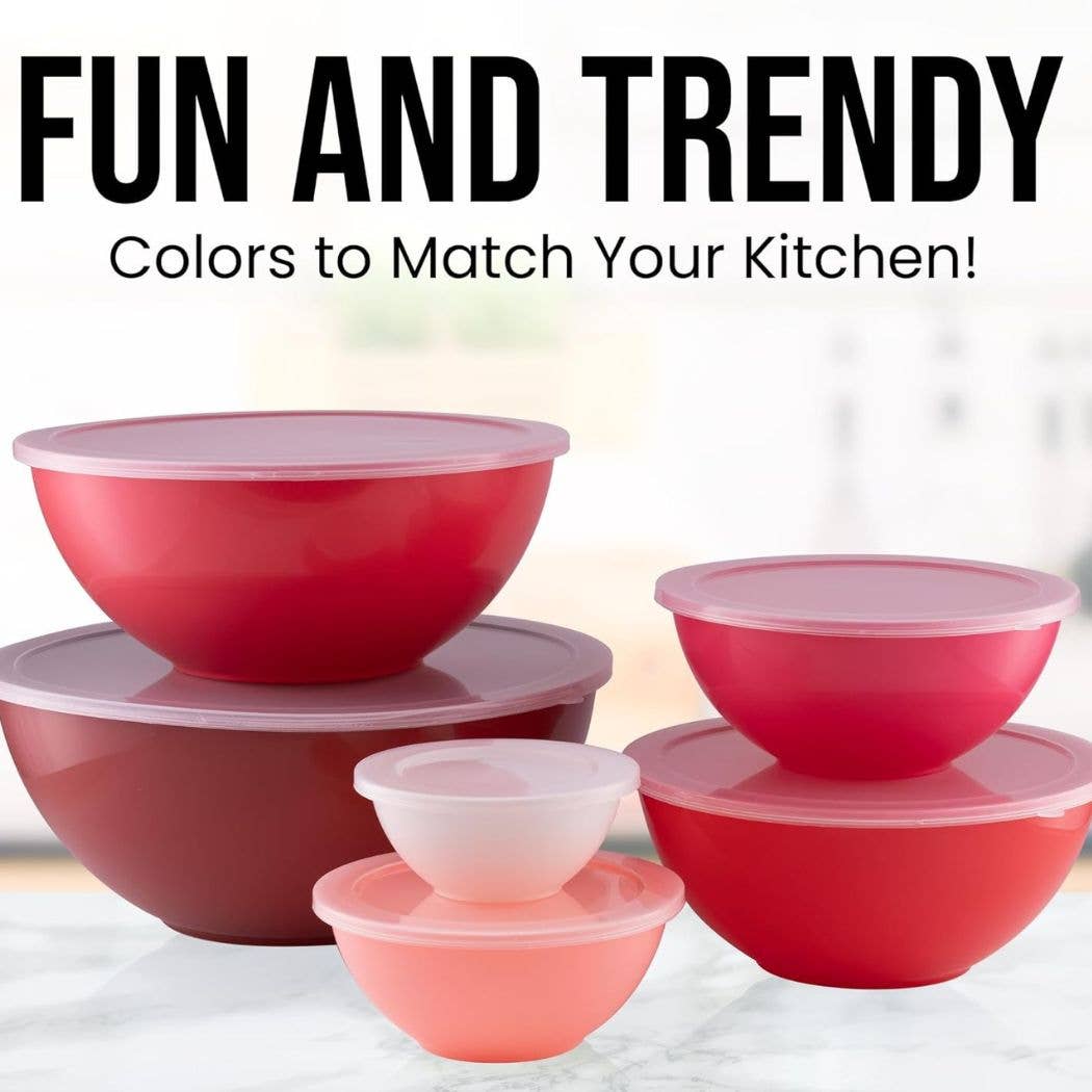 Z-MB-PL-12P-TURQ Plastic Mixing Bowls with Lids Set - 12-Piece Nesting Bowls: Turquoise Ombre