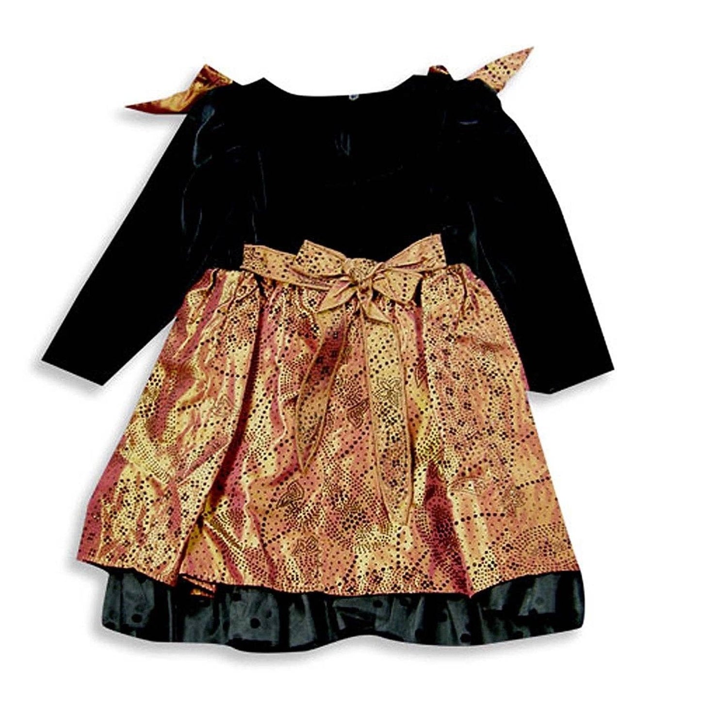 Nobody's Business - Little Girls Long Sleeve Dress: BROWN / 2T