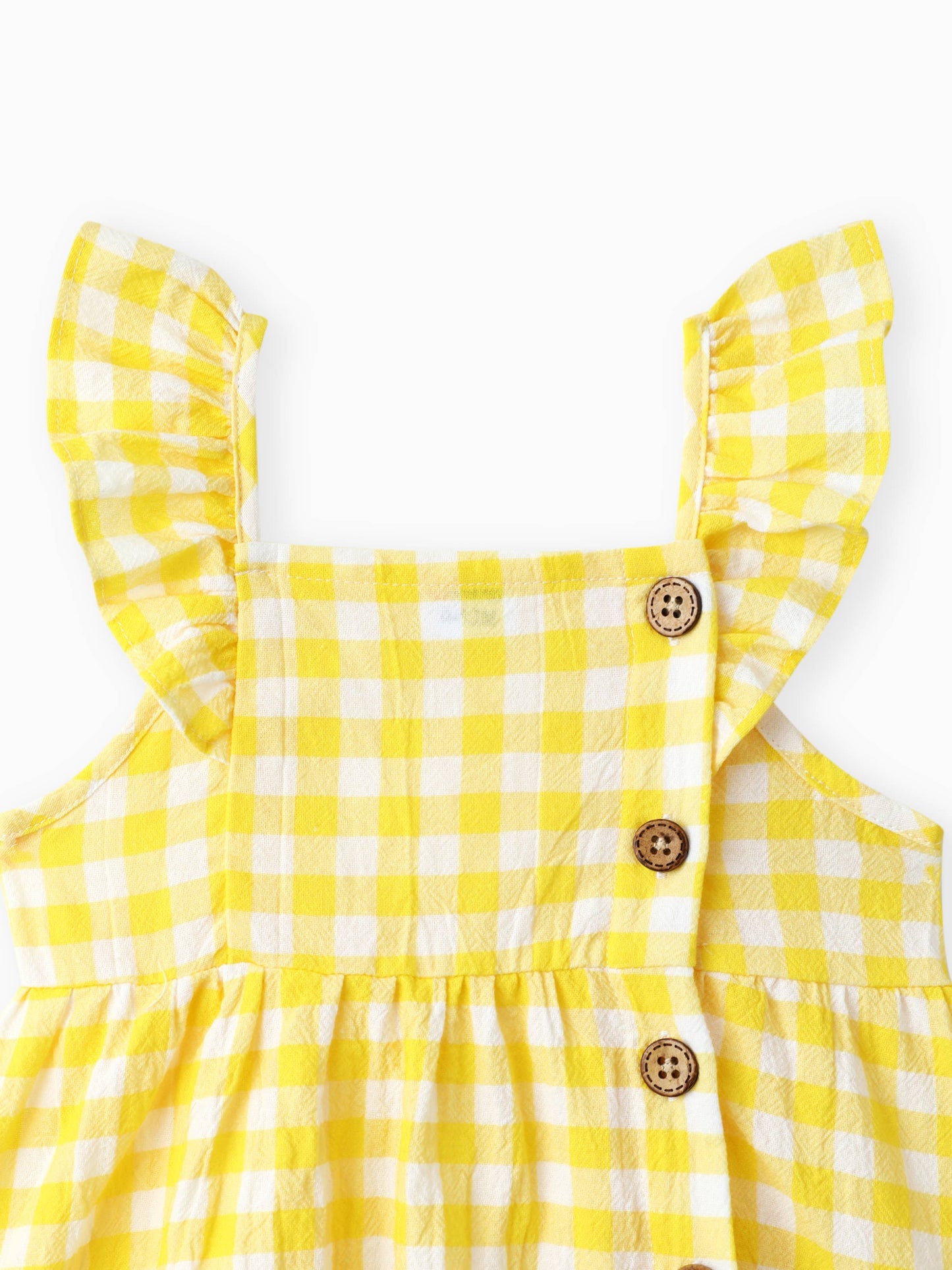 1pc Baby Girl Plaid&Lemon&Fruit Sweet Dress: Yellow / 9-12 Months