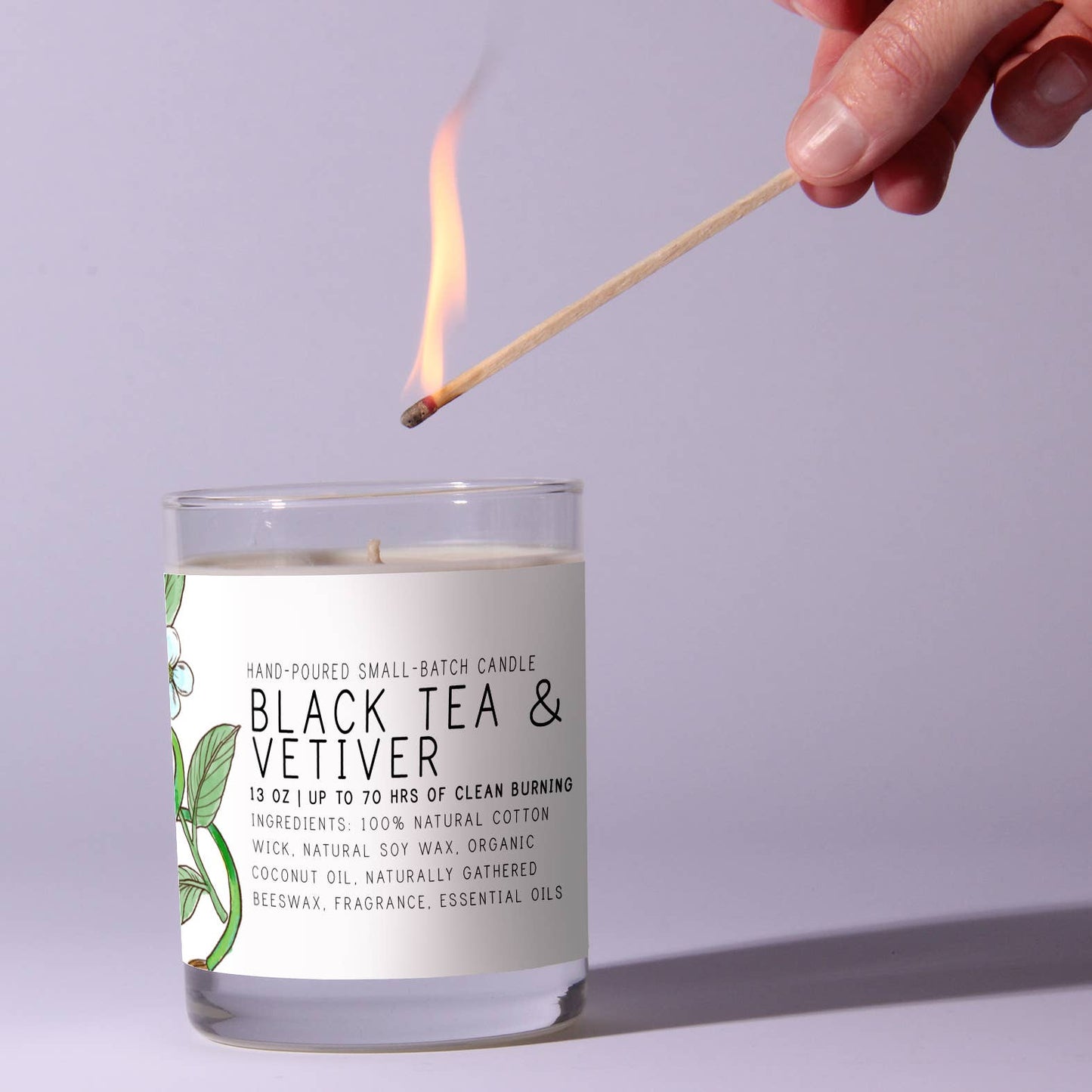 Black Tea Vetiver - Just Bee Candles: 7 oz (up to 40 hrs of clean burning)