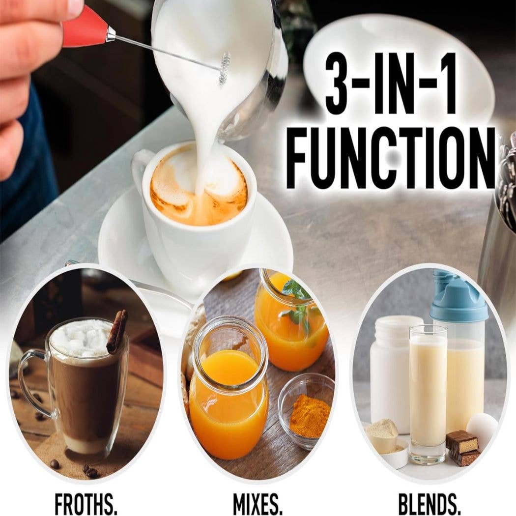 Powerful Handheld Milk Frother - With Stand: Black