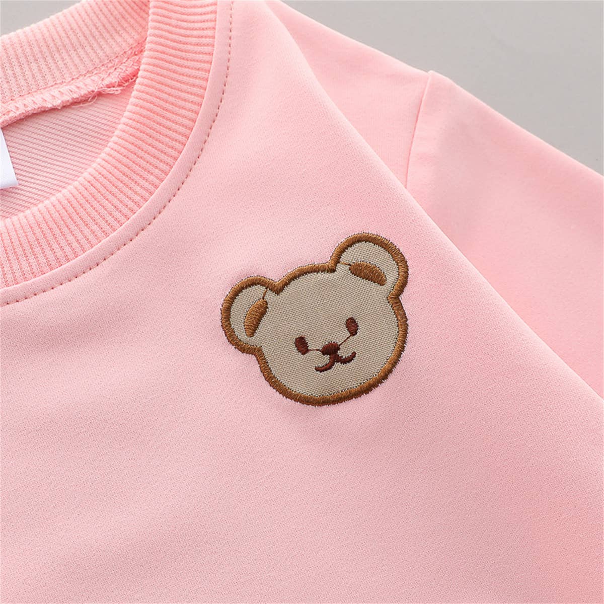 2pcs Baby/Toddler Girl/Boy Solid Bear Pattern Sweatshirt Set: Dark Blue / 18-24M