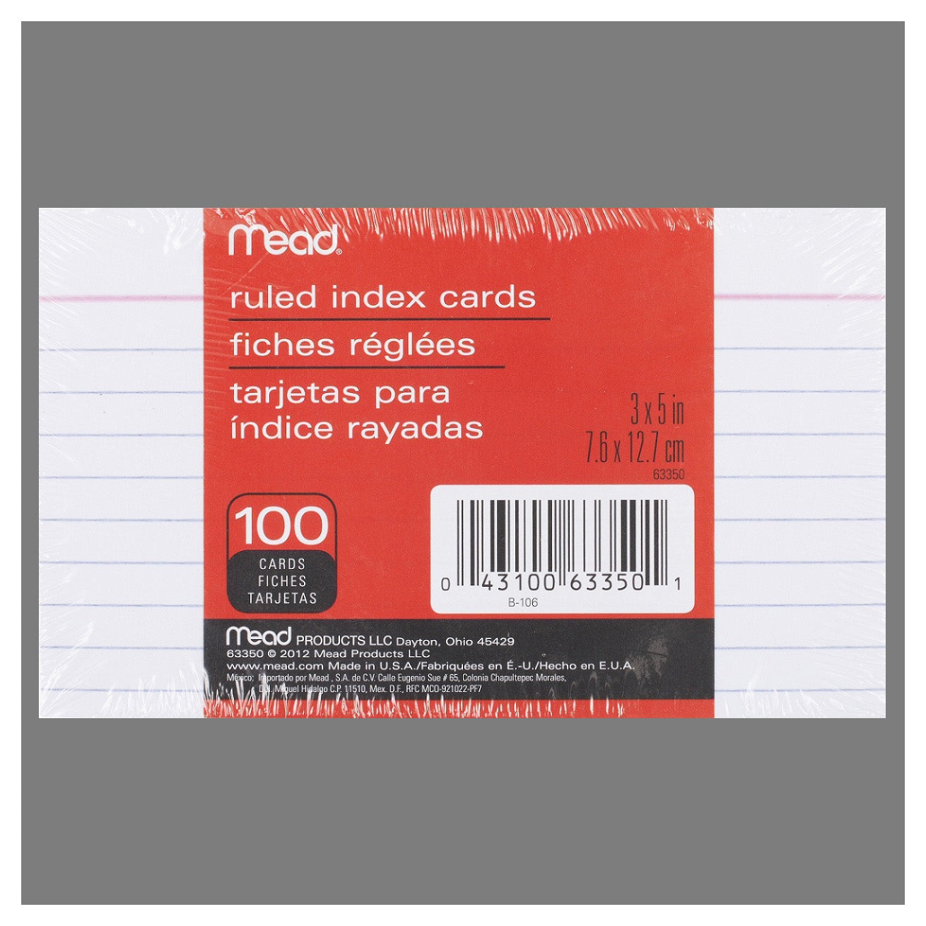 INDEX CARDS RULED 100CT 3X5