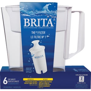 Water Filter Pitcher Brita White 6-Cup Water Filter Pitcher