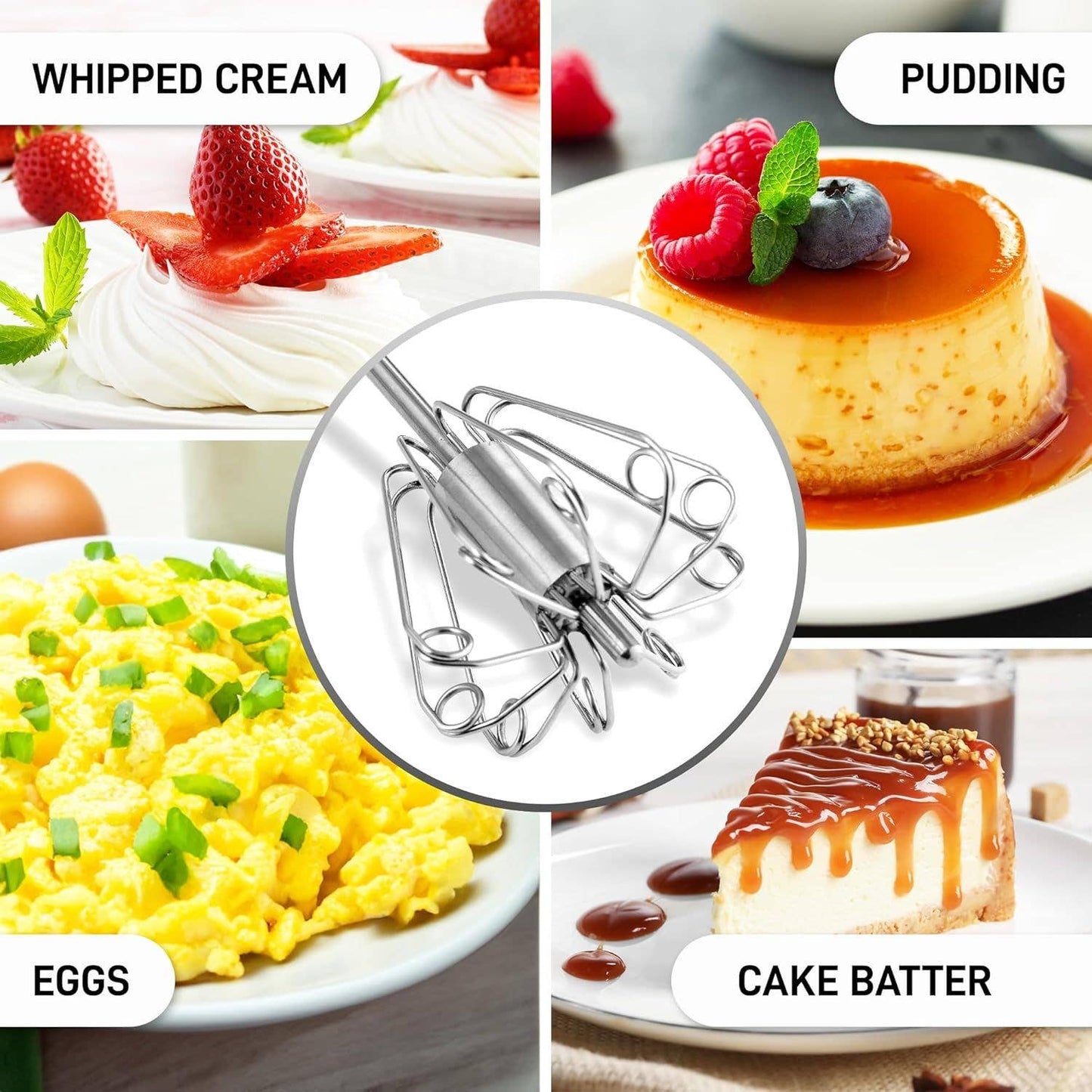 Z-RTY-WSK-PB Traditional Rotary Push Whisk - Egg Beater: Periwinkle Blue