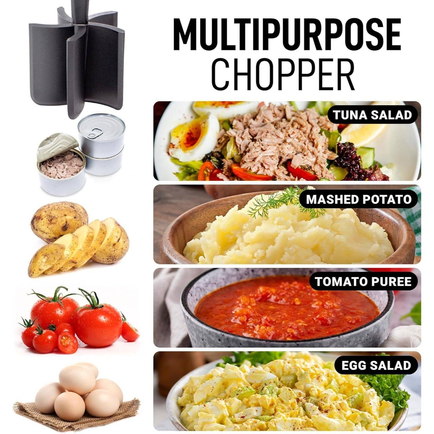 Z-MTCHP-RG-BK Premium Ground Meat Chopper Tool: Black