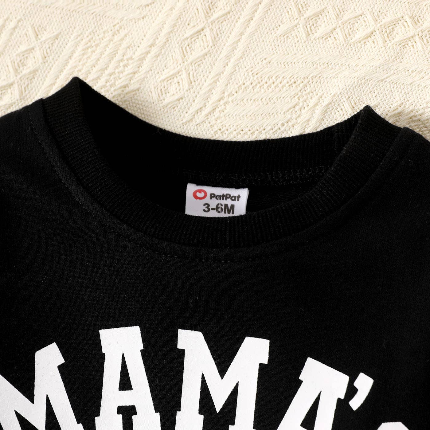 100% Cotton Baby Boy/Girl Letter Print Pullover: Black / 9-12 Months