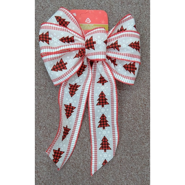 Plaid Wired Tree Buffalo Bow 8.5x14IN - 7 Loop