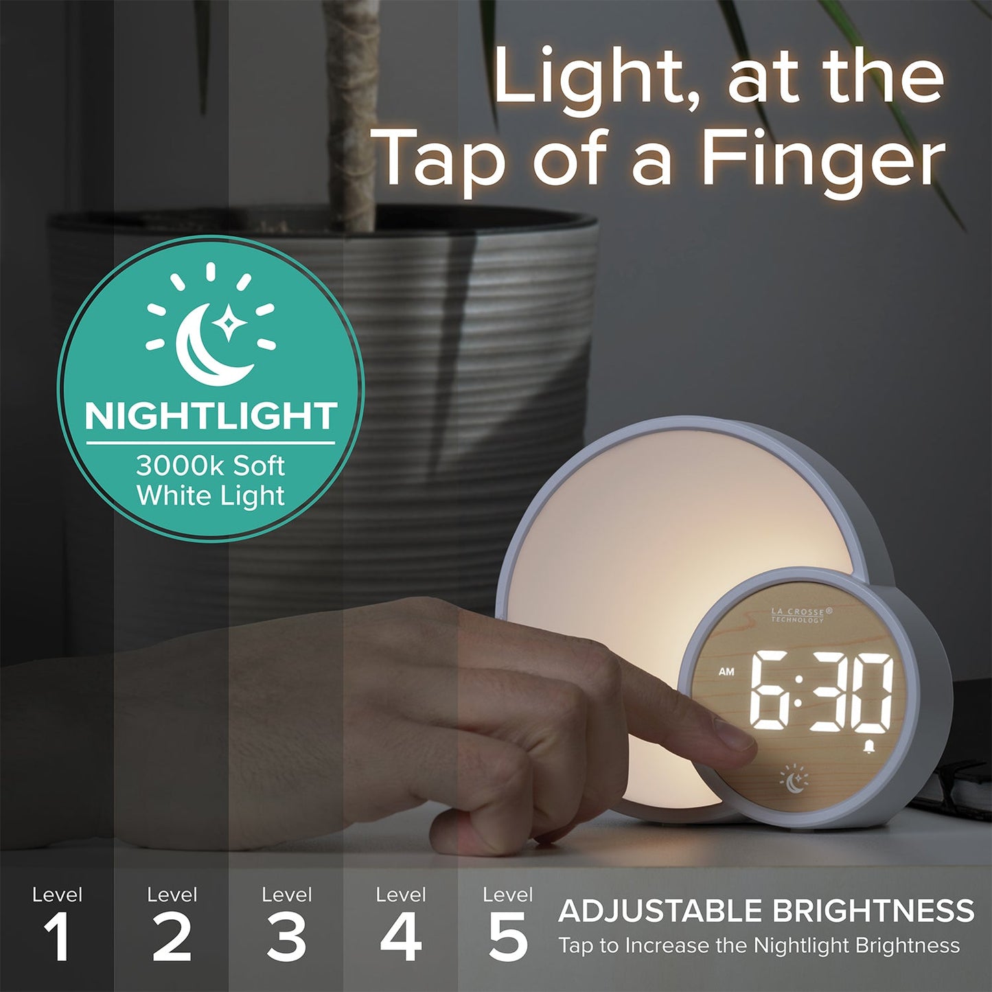 L'Eclipse Light Assist Digital Alarm Clock with Glow Light