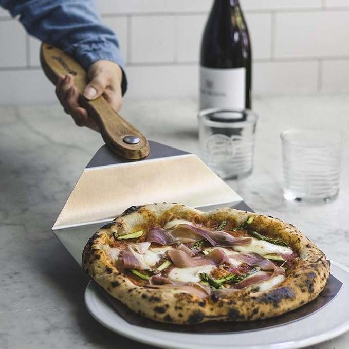 Stainless Steel Folding PIzza Peel with Wooden Handle