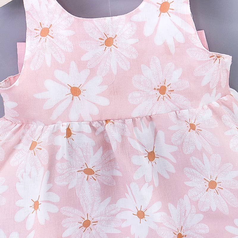 2pcs Baby Girl Daisy Floral Tank Dress with Hat Set: 3-6 Months / Pink
