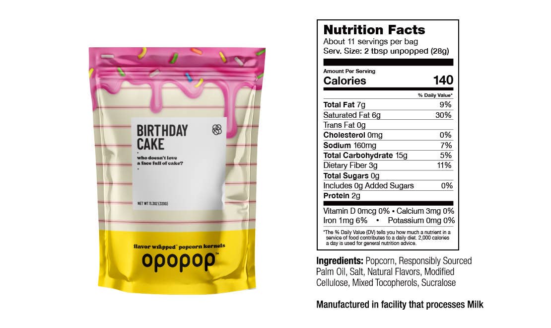 FG - 00250 Birthday Cake 320g Big Bags Popcorn Kernels Restock