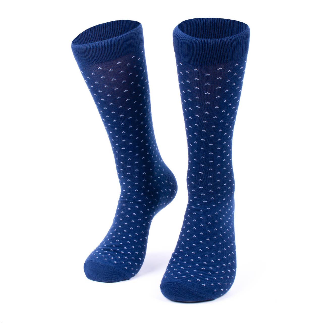 Men 12 Pk Assorted Navy Fancy Pattern Poly Socks-DSP12F-NV