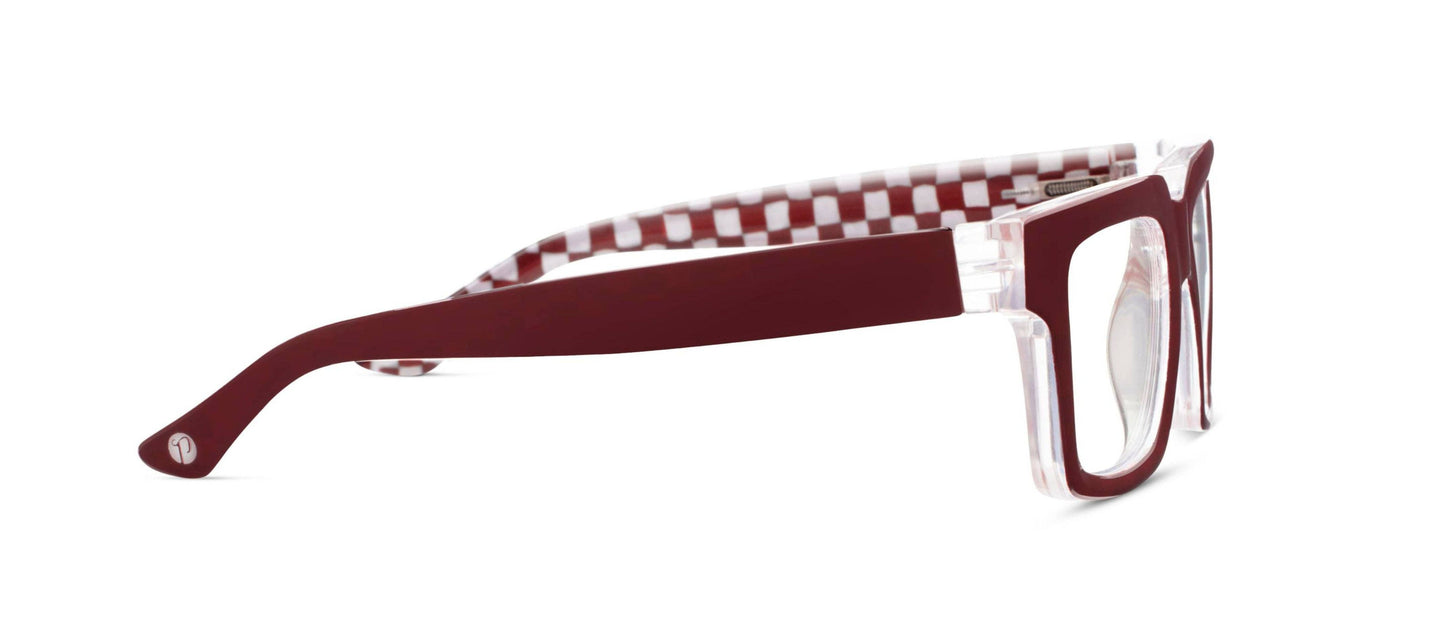 Louie (Blue Light): Dark Red/Check / Reading / 2.00