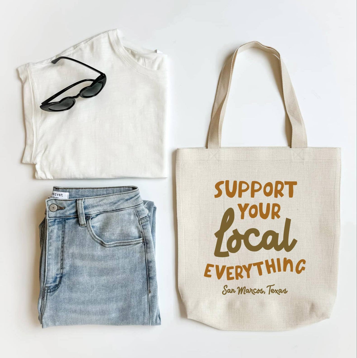 Retro Support Your Local Personalized Tote, Custom Tote: Cotton