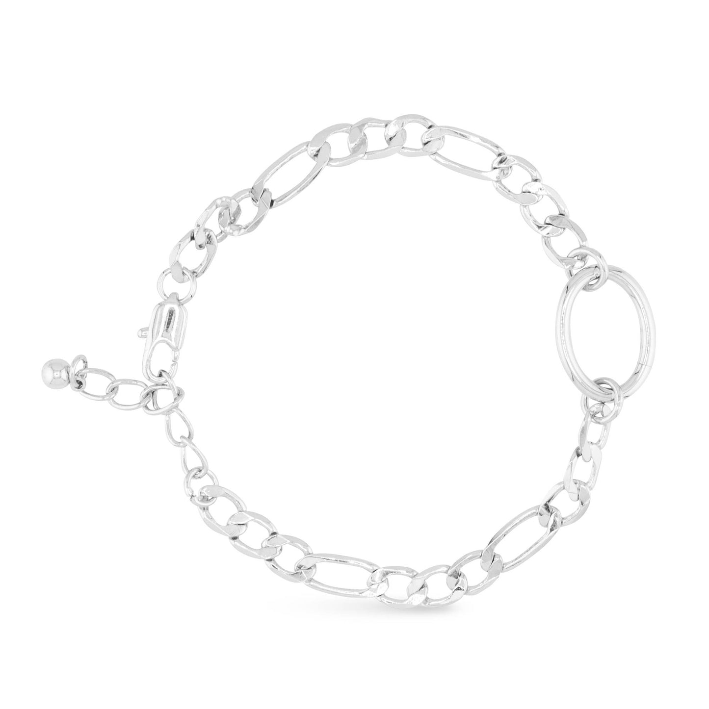 'Add A Charm' Bracelet | Blu Charm Collection: Silver / Figaro