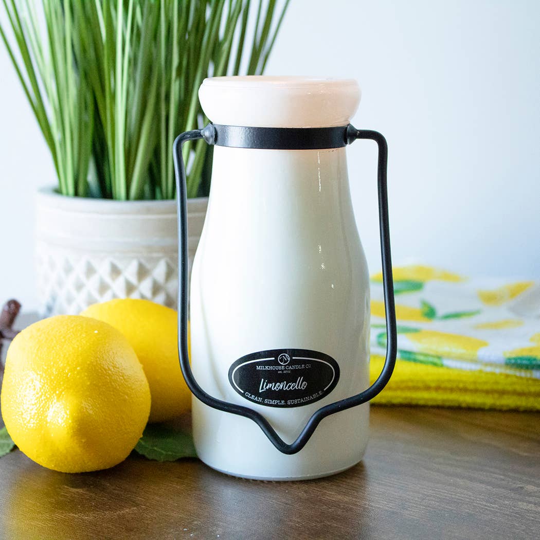 8 oz Milkbottle Soy Candle: Limoncello, by Milkhouse