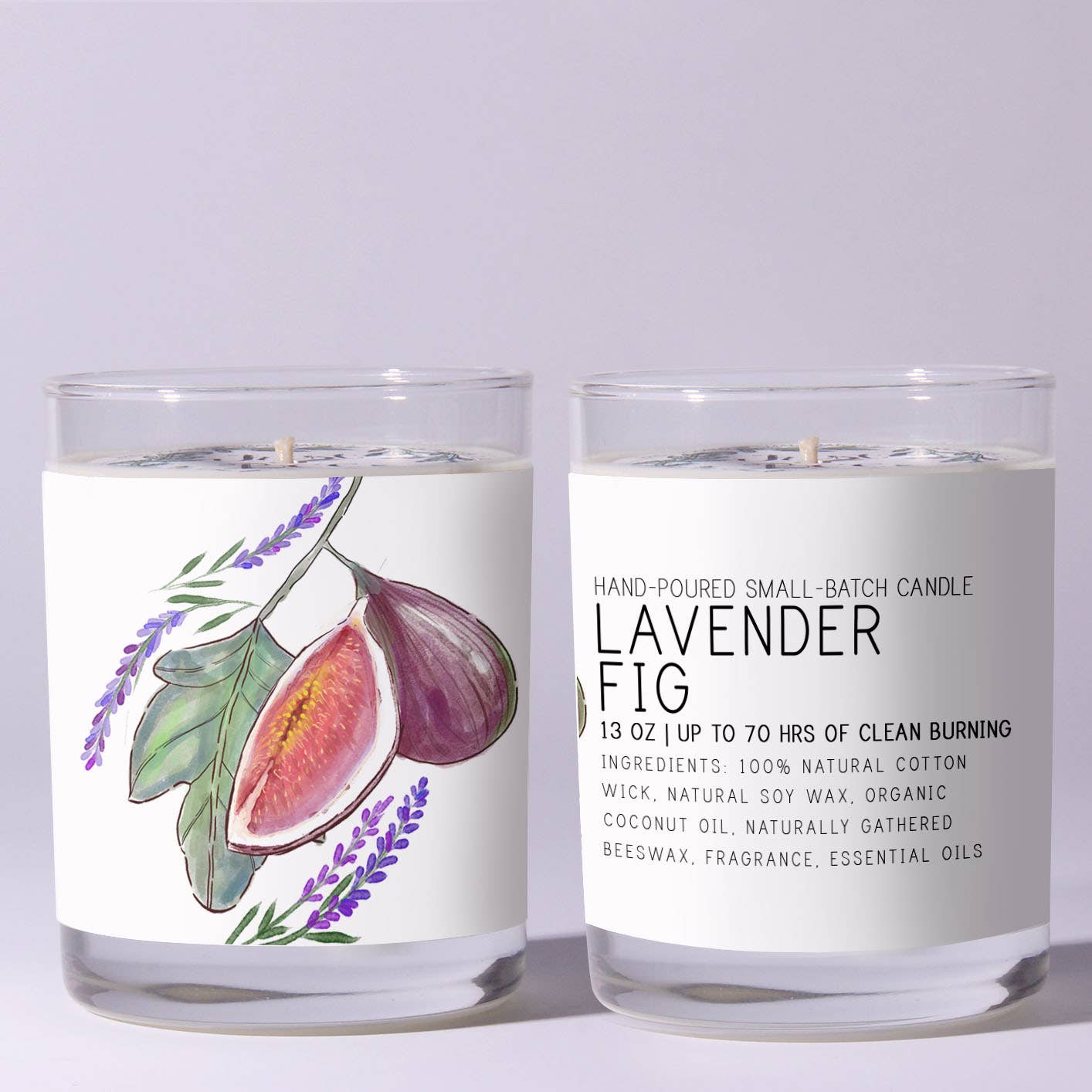 Lavender Fig - Just Bee Candles: 7 oz (up to 40 hrs of clean burning)