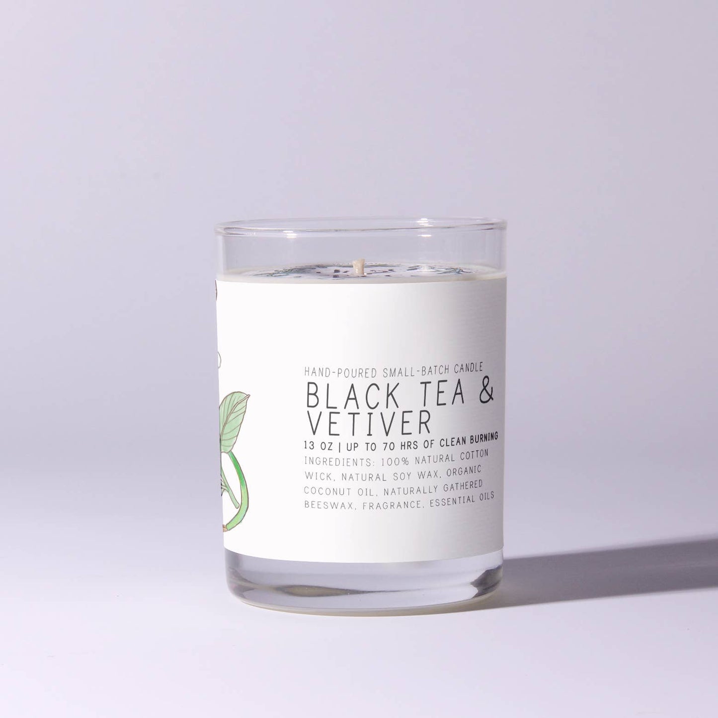 Black Tea Vetiver - Just Bee Candles: 7 oz (up to 40 hrs of clean burning)