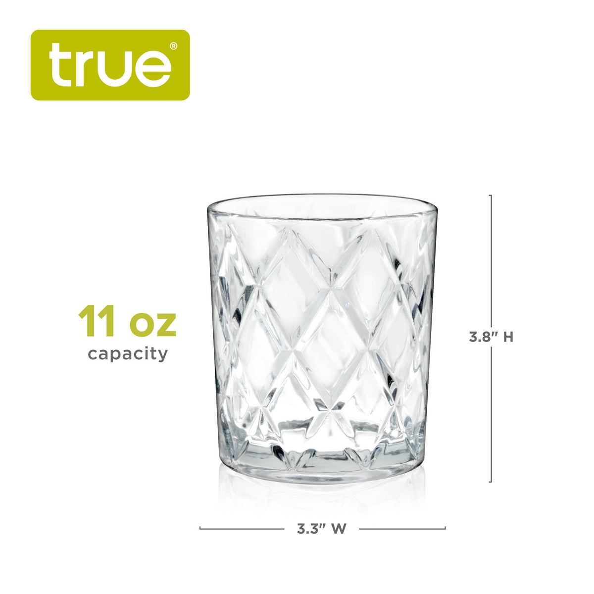 Diamond-Faceted Crystal Whiskey Glasses - Set of 4