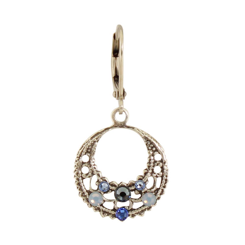 Filigree Crystal Hoop Earring: B