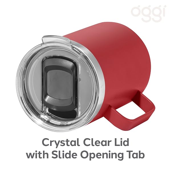 Oggi Thermomug Insulated Double Walled Mug with Lid - Red