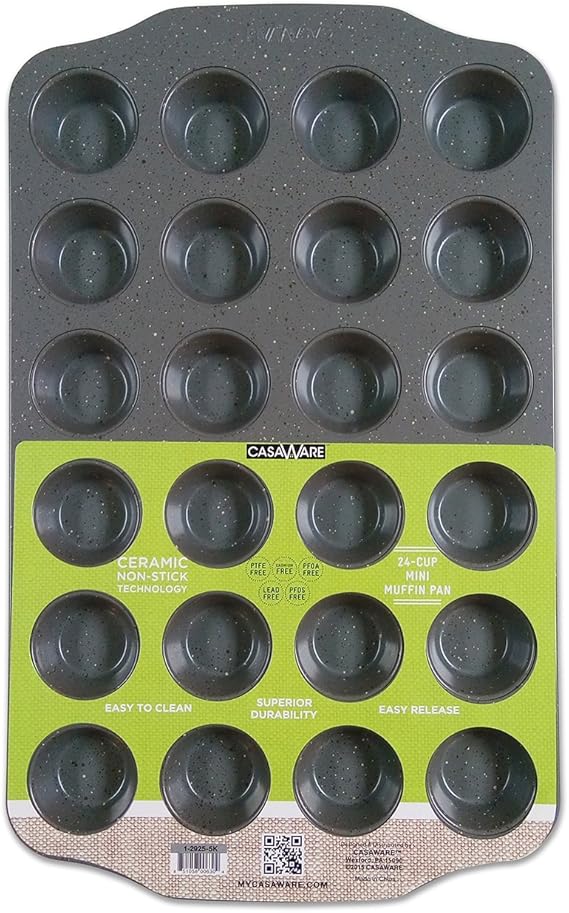 CasaWare Mini Muffin Pan 24 Cups Ceramic Coated - Nonstick