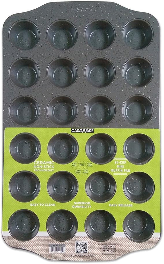 CasaWare Mini Muffin Pan 24 Cups Ceramic Coated - Nonstick