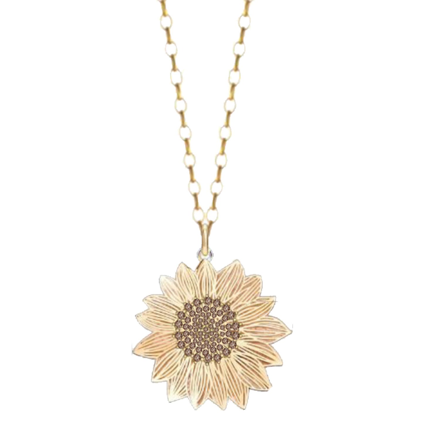 Gold CZ Sunflower Necklace - AMANDA BLU