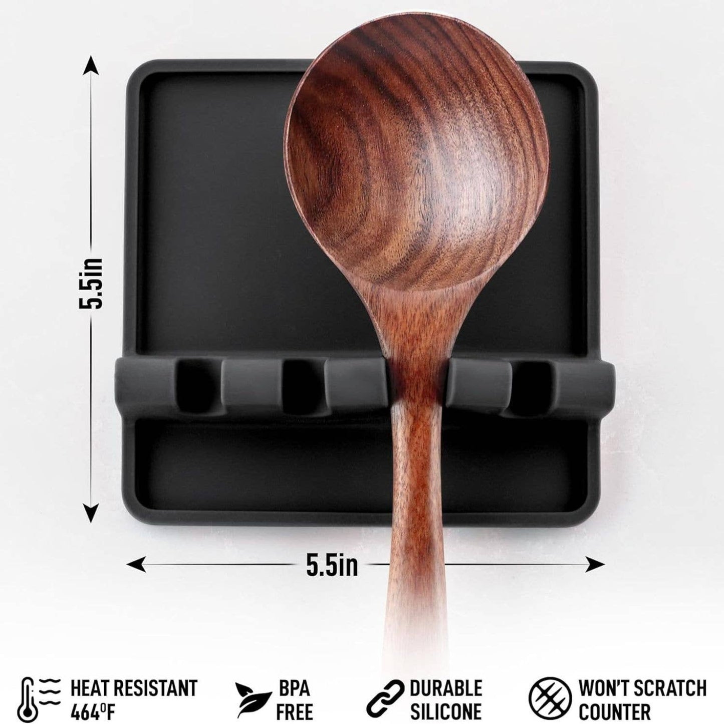 Silicone Utensil Rest with Drip Pad for Multiple Utensils: Chive Blossom