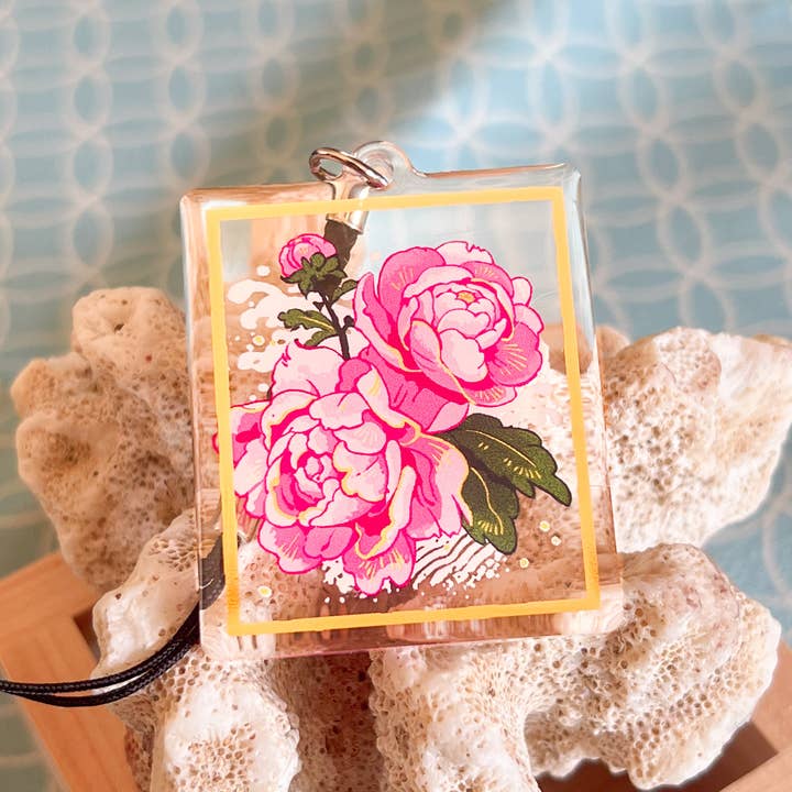 Peony Gold Foil Charm