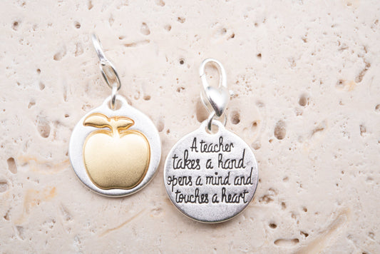 Medallion Charm - Teacher/Apple- AMANDA BLU